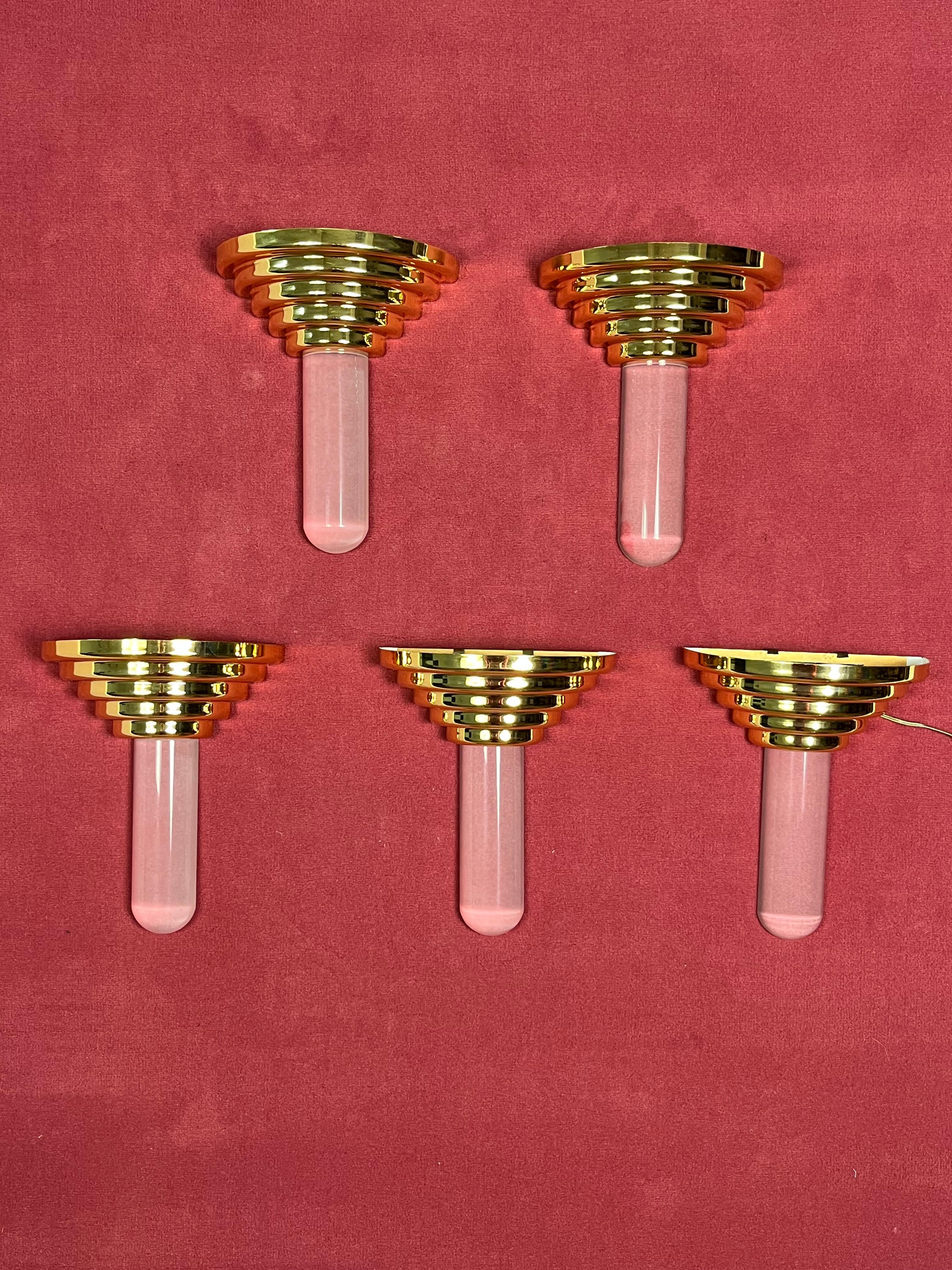 Set di 5 lampade da parete alogene in stile Hollywood Regency anni '70 in vendita 5