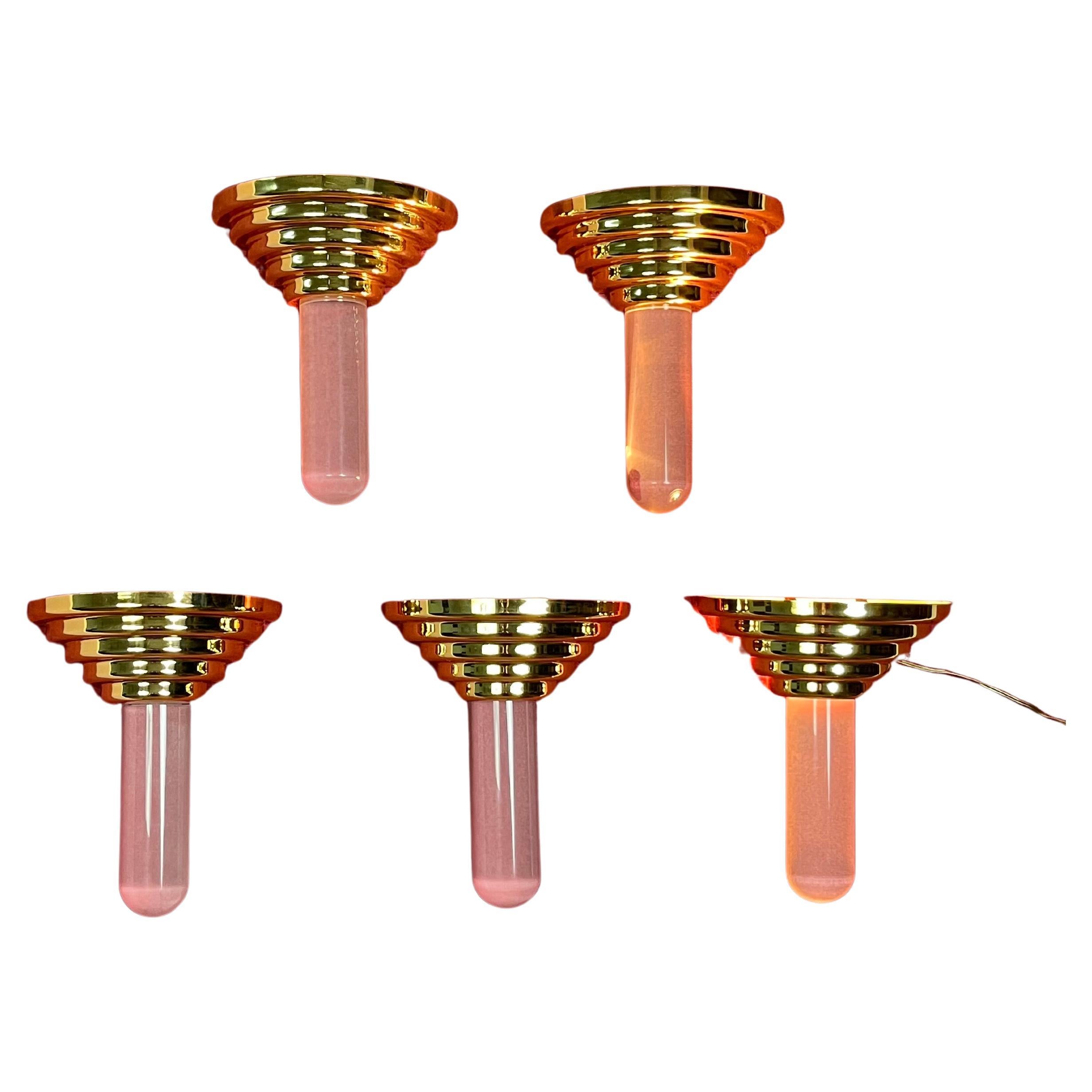 Set Of 5 Wall Lamps Halogen Light Hollywood Regency Style 1970s