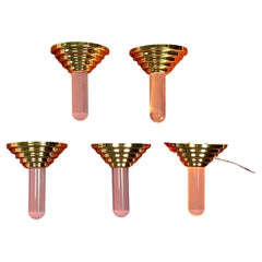 Set Of 5 Wall Lamps Halogen Light Hollywood Regency Style 1970s