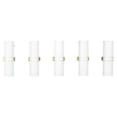 Set de 5 Lights en laiton et opaline, design italien 1950