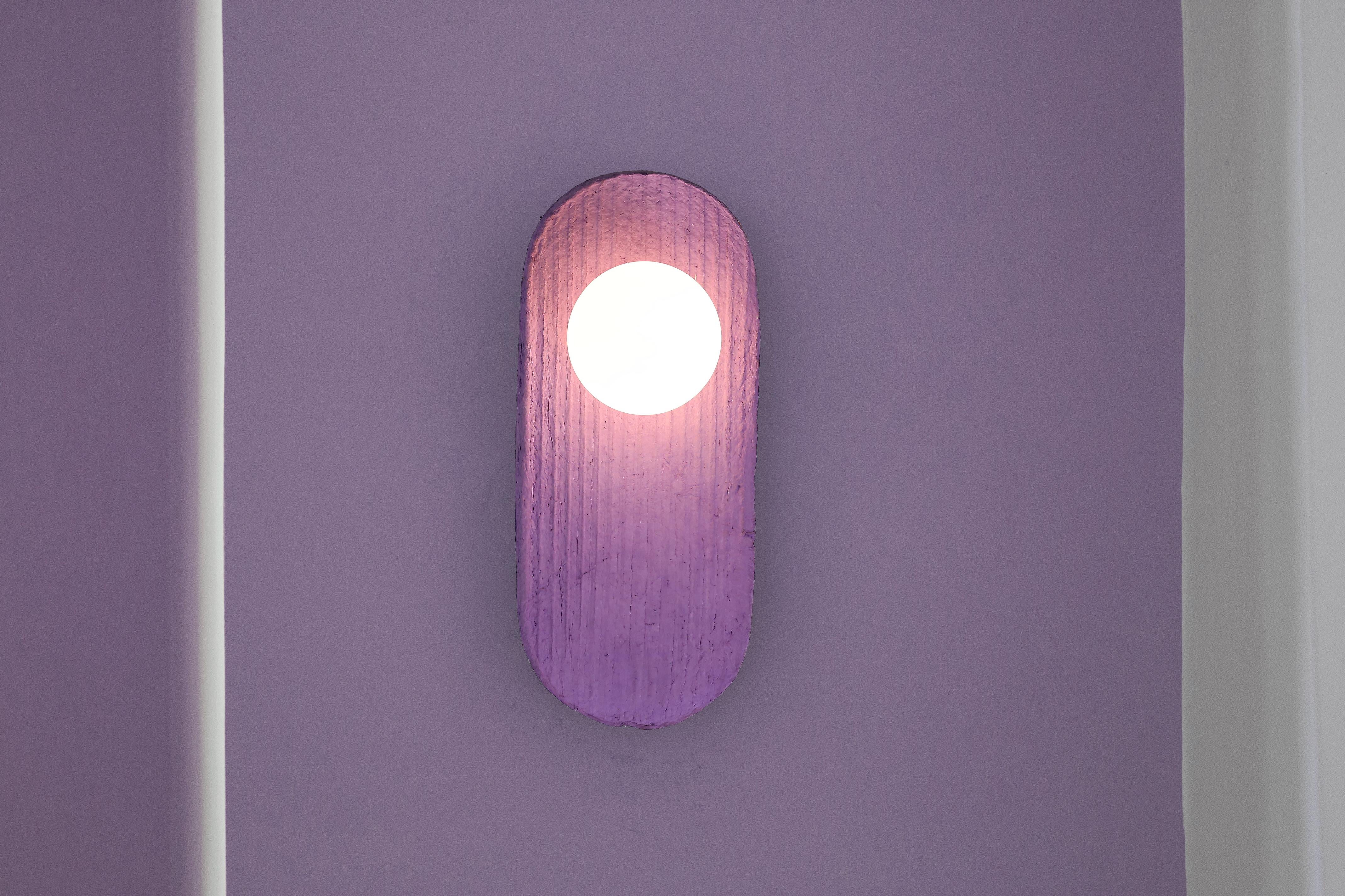 Hand-Crafted set of 5 wall sconce lamp purple Pillo, paper & glass made in Italy by A.Epifani For Sale