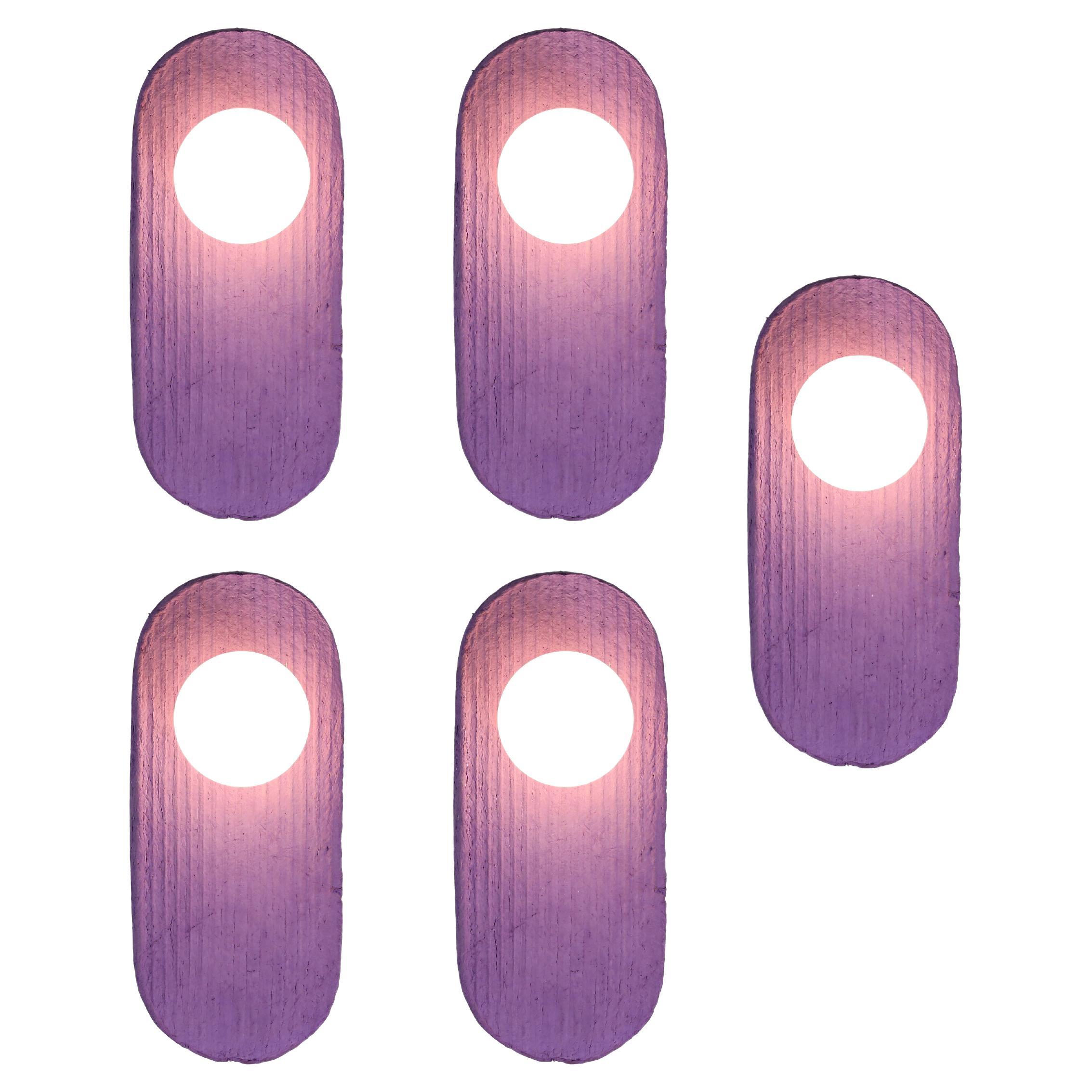 set of 5 wall sconce lamp purple Pillo, paper & glass made in Italy by A.Epifani For Sale