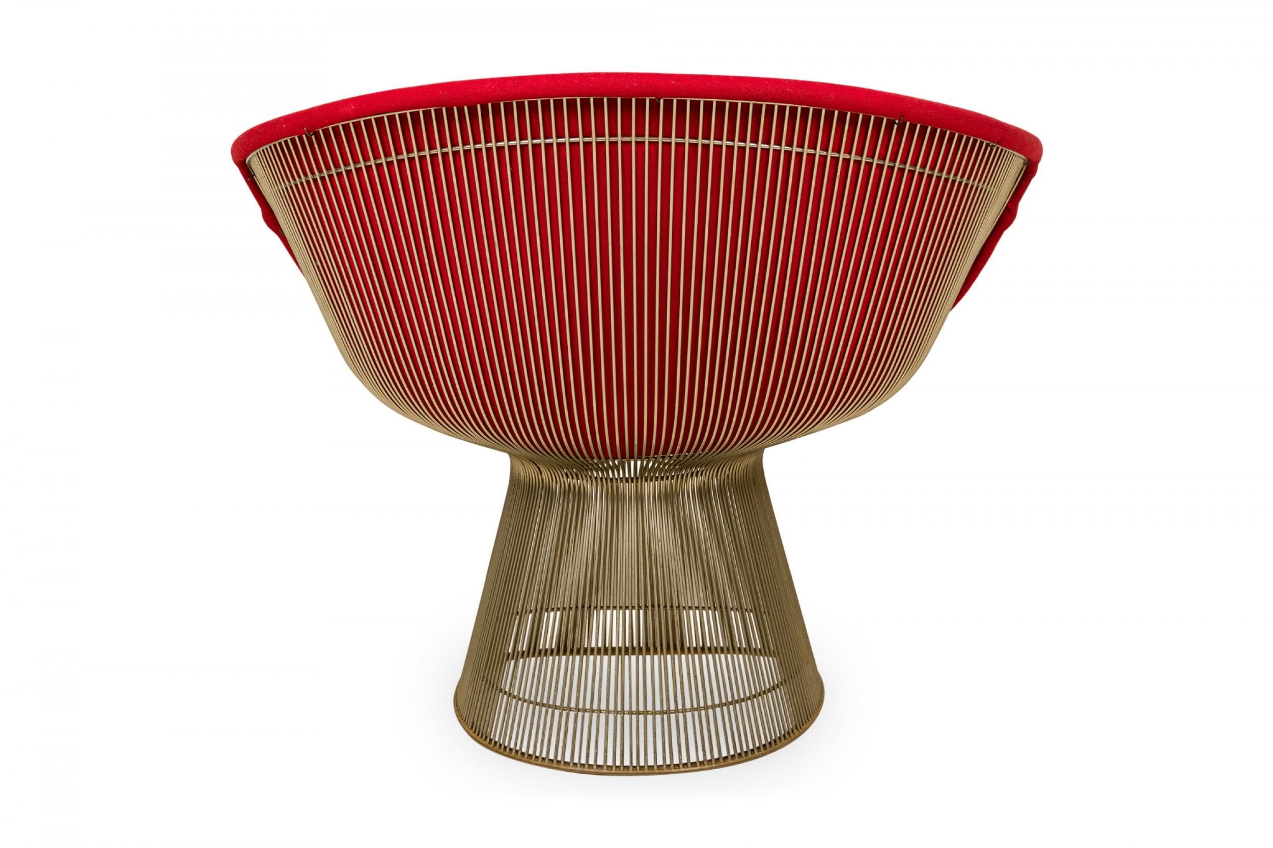 Set of 5 Warren Platner for Knoll International Steel and Red Upholstery Lounge For Sale 2
