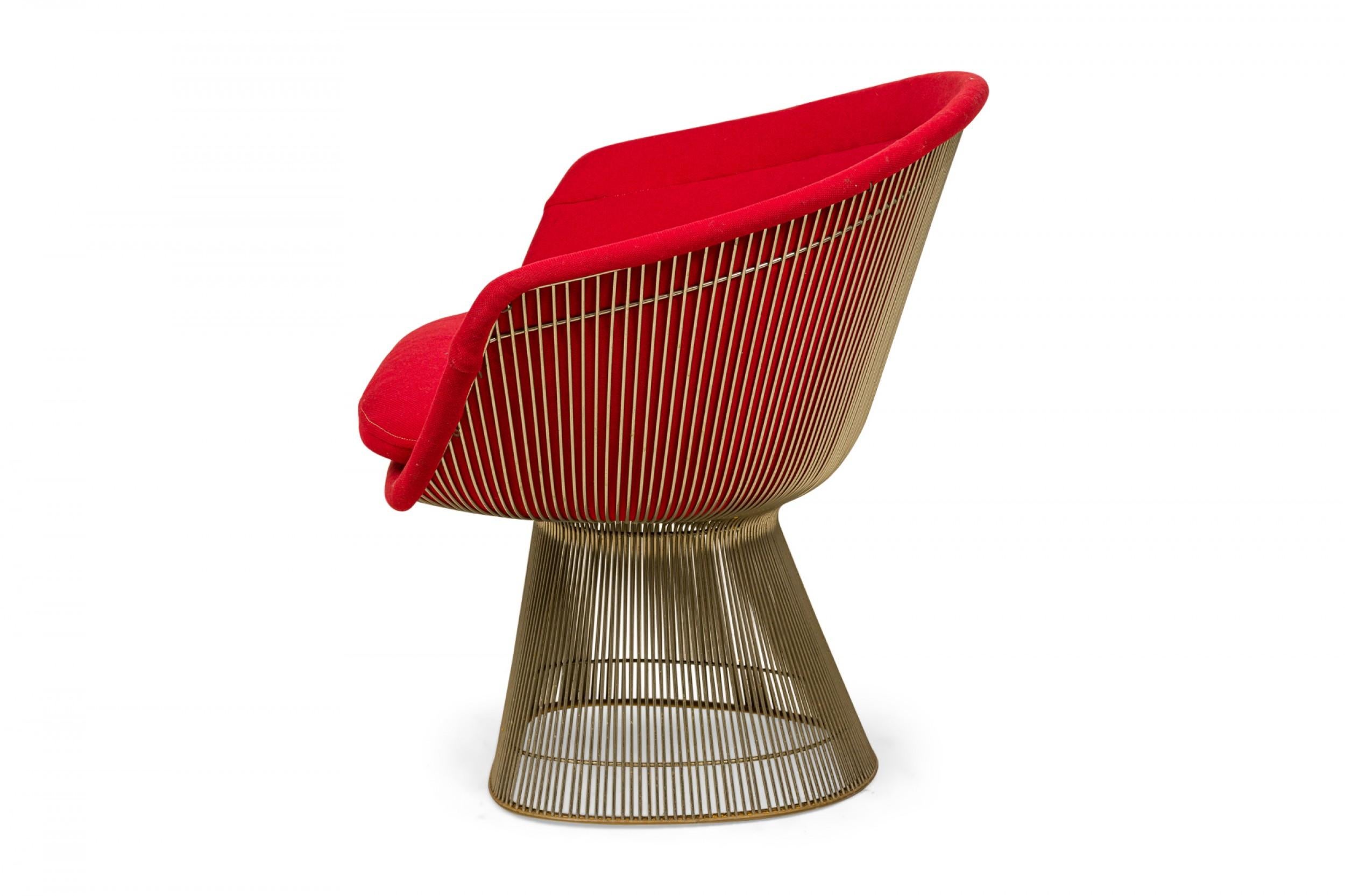 Mid-Century Modern Set of 5 Warren Platner for Knoll International Steel and Red Upholstery Lounge For Sale
