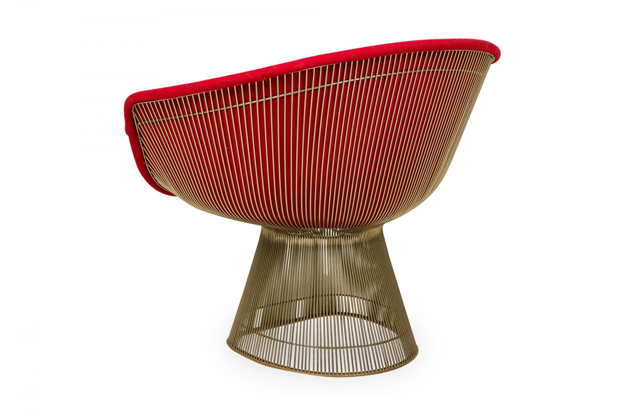American Set of 5 Warren Platner for Knoll International Steel and Red Upholstery Lounge For Sale