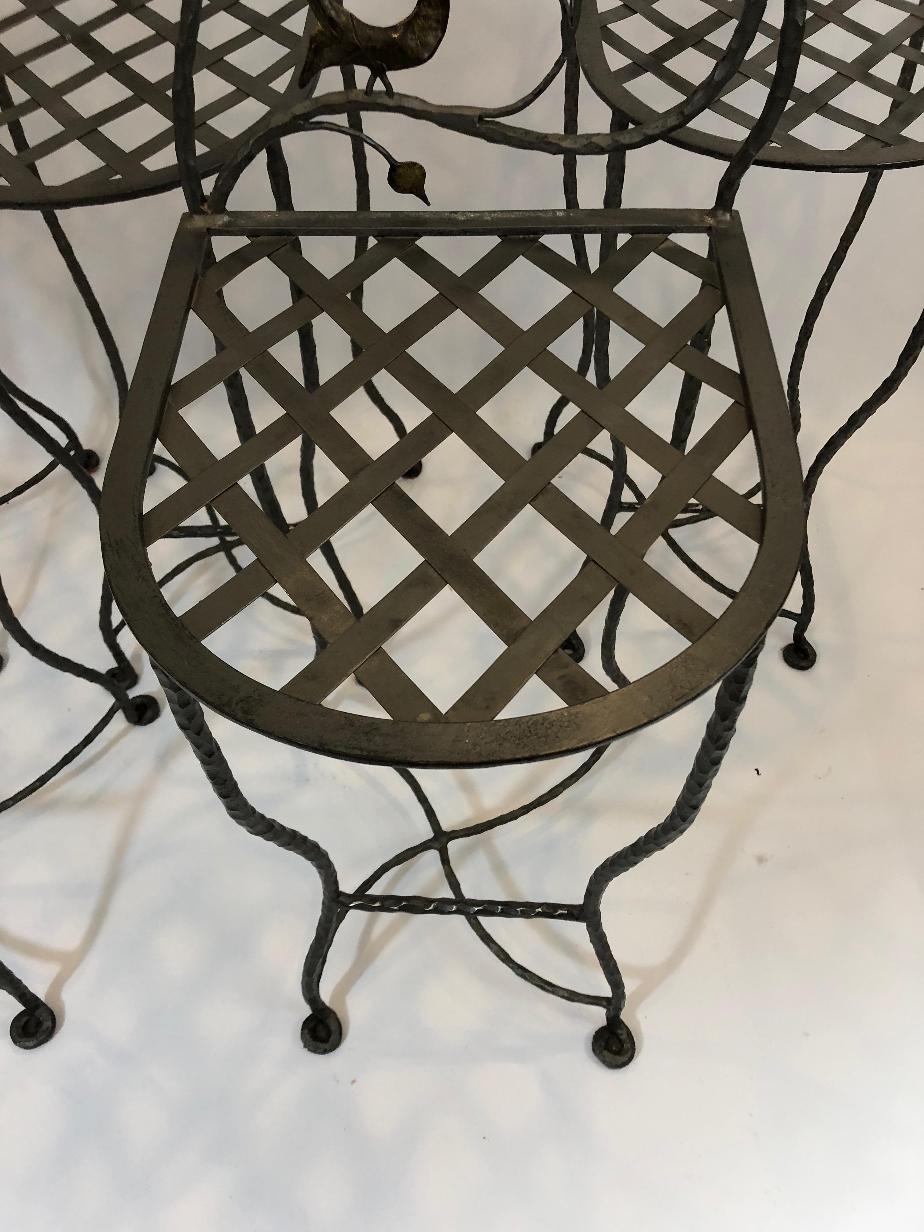 Set of 5 Whimsical Giacometti Style Hand Forged Iron Counter Stools 5