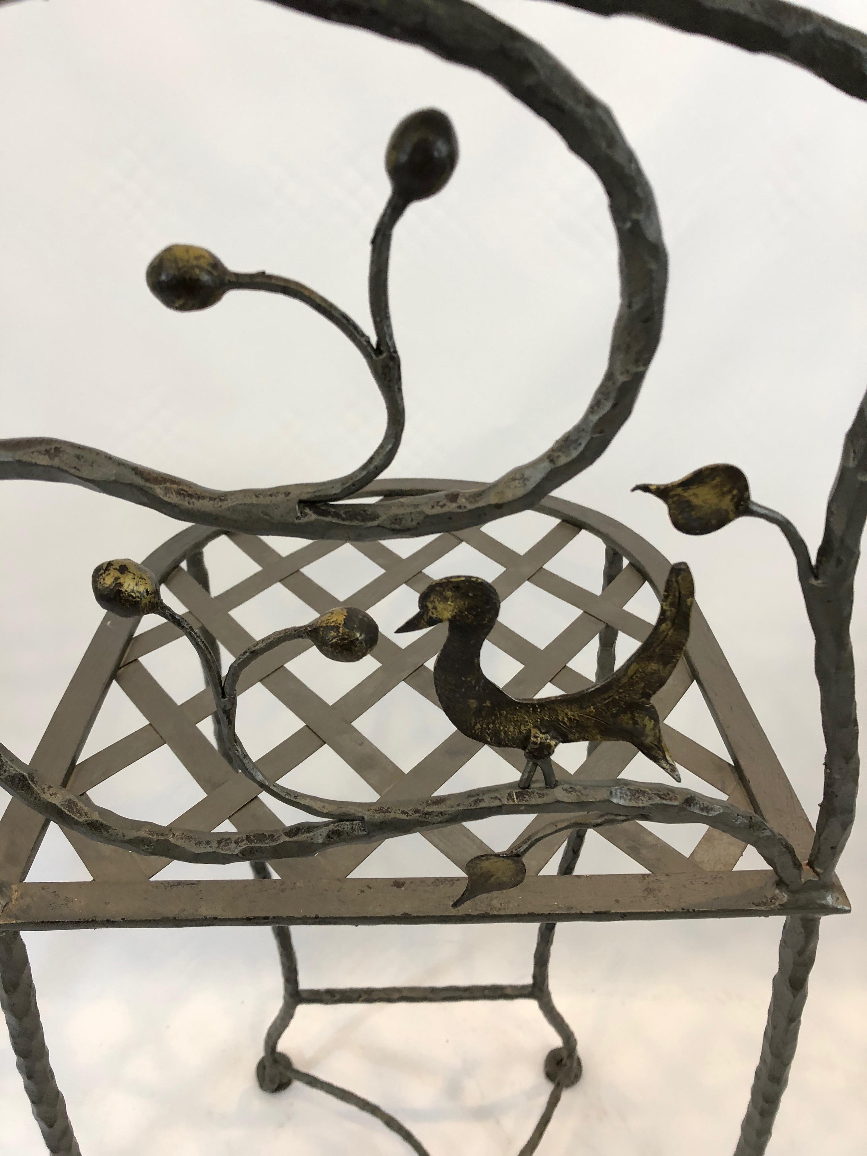 Set of 5 Whimsical Giacometti Style Hand Forged Iron Counter Stools 1