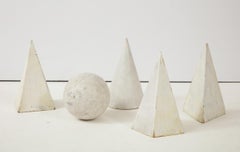 Set of 5 White Painted Wooden Geometric Molds