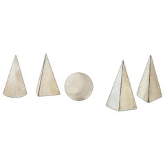 Set of 5 White Painted Wooden Geometric Molds