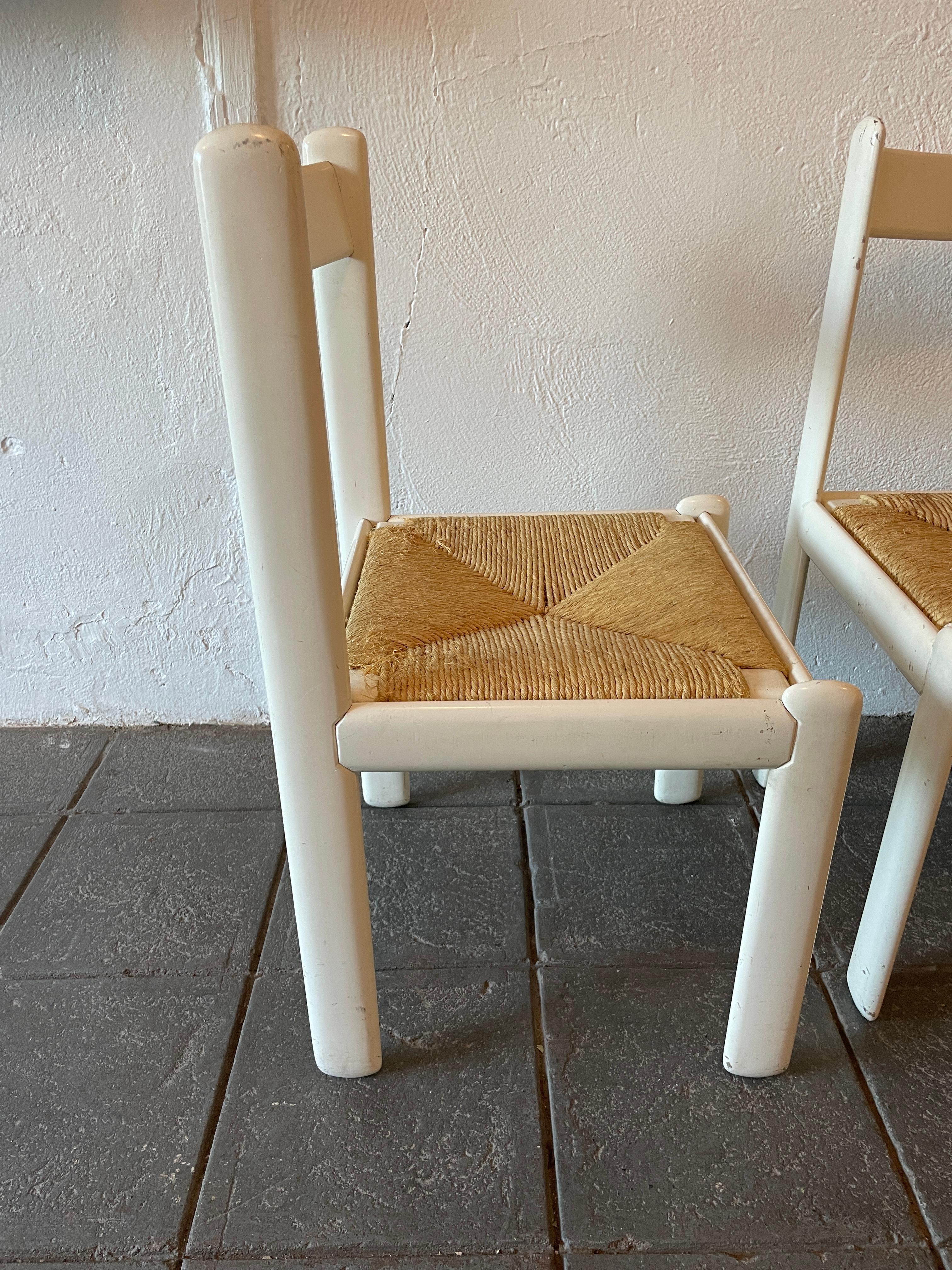 Late 20th Century Set of 5 White Rush Postmodern Dining Chairs Made in Italy
