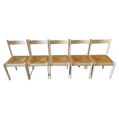 Set of 5 White Rush Postmodern Dining Chairs Made in Italy