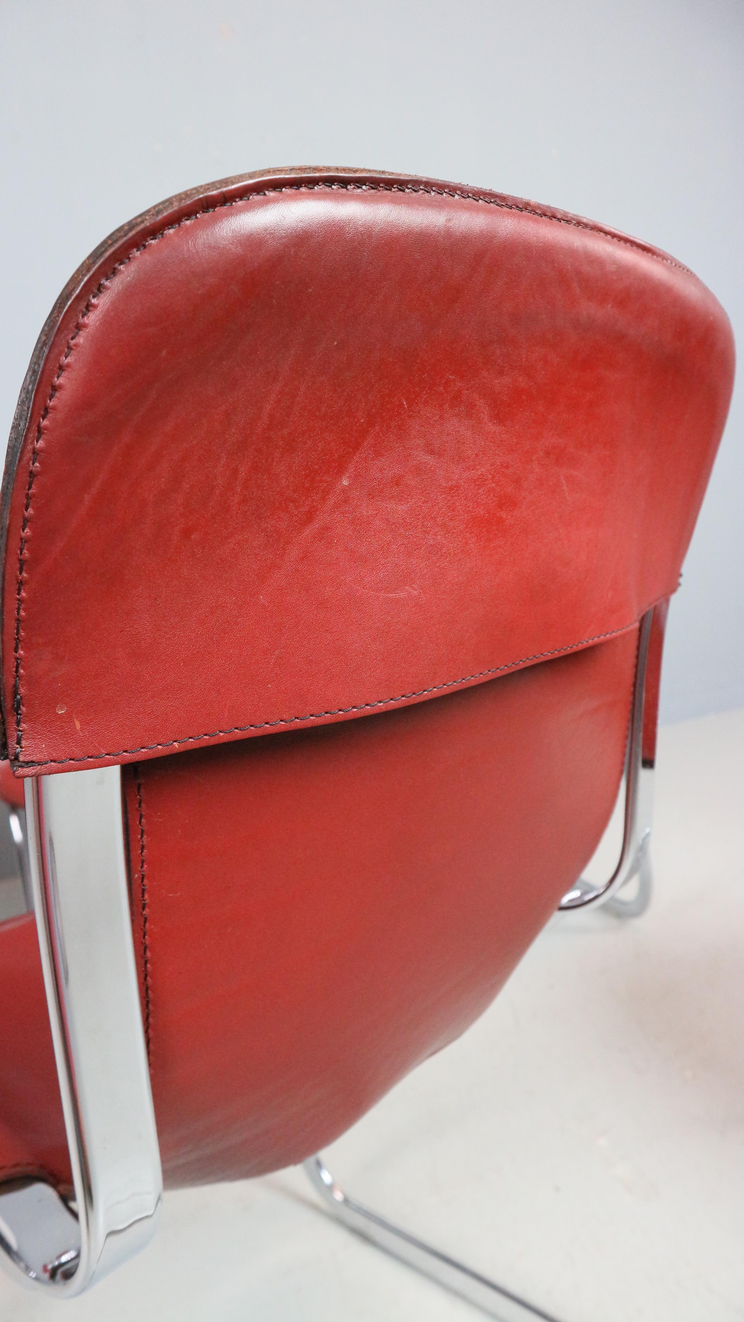 Set of 5 Willy Rizzo chairs in Chrome and Leather for Cidue, Italy, 1970s 6
