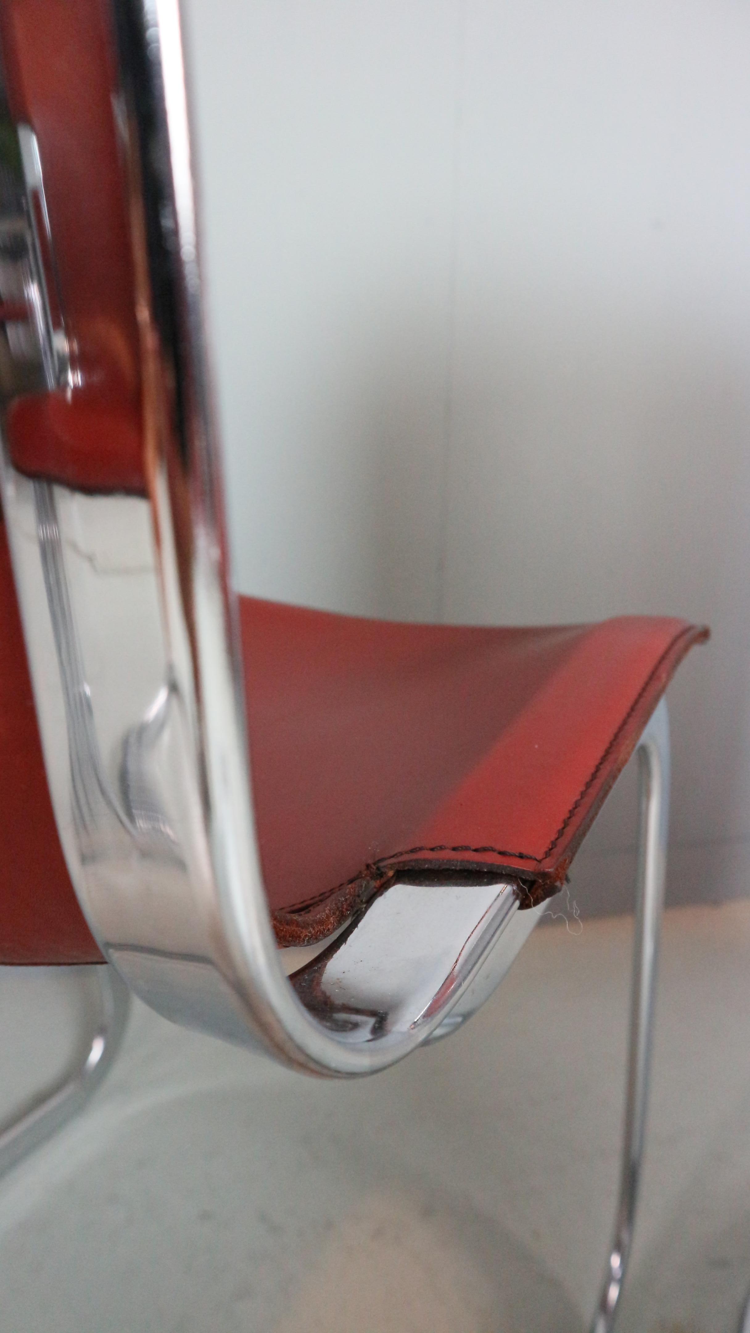 Set of 5 Willy Rizzo chairs in Chrome and Leather for Cidue, Italy, 1970s 11