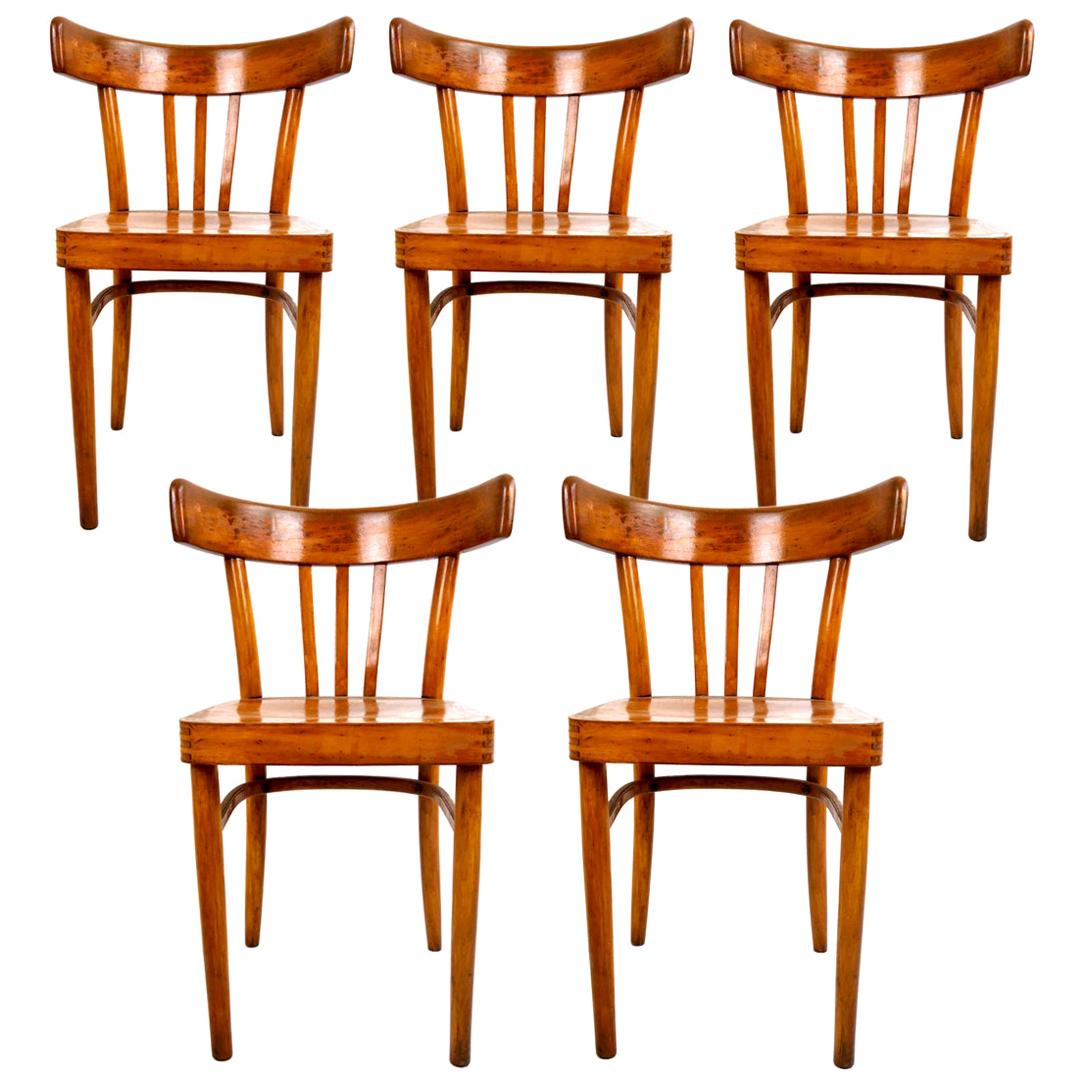 Set of 5 Wooden Dining Chairs Made by KOK
