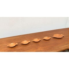 Set of 5 Wooden Fish Shaped Bowls, 1960s