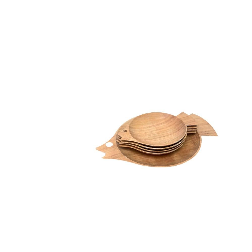 Mid-Century moderno Set di 5 ciotole in legno a forma di pesce, anni '60 in vendita