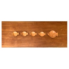 Set of 5 Wooden Fish Shaped Bowls, 1960s
