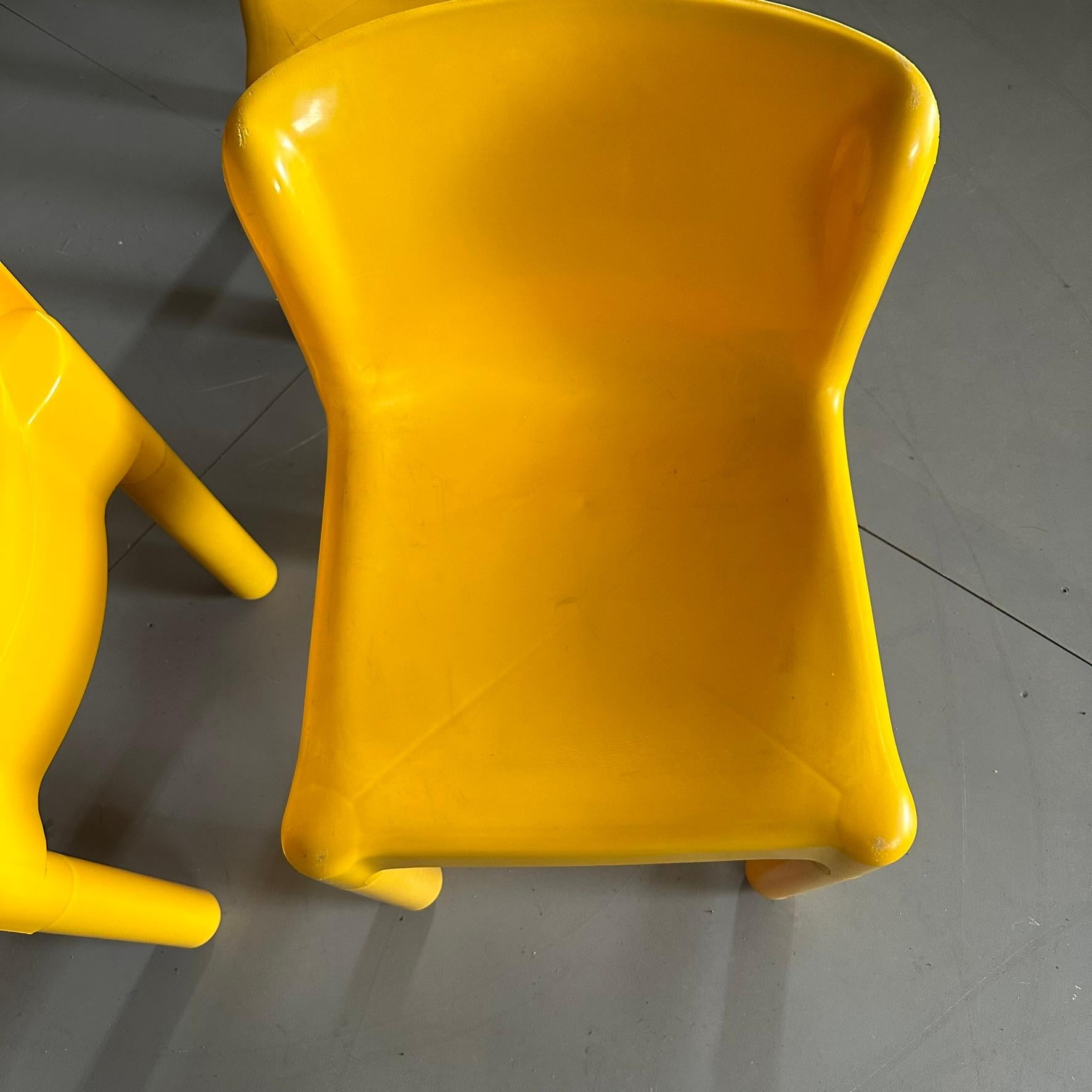 Set of 5 yellow bright chairs mod. 4875 designed by Carlo Bartoli for Kartell  3