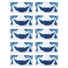 Set of 50 Hand Painted Ceramic Relief Tiles by Societe Morialme, 1895