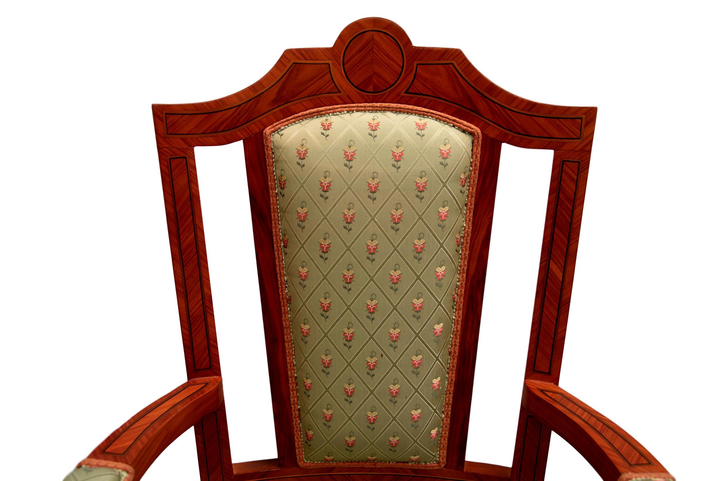 Set of 50 MiceVersailles Upholstered Rosewood Inlaid Gilt Bronze Dinner Chairs In Excellent Condition In Carimate, Como