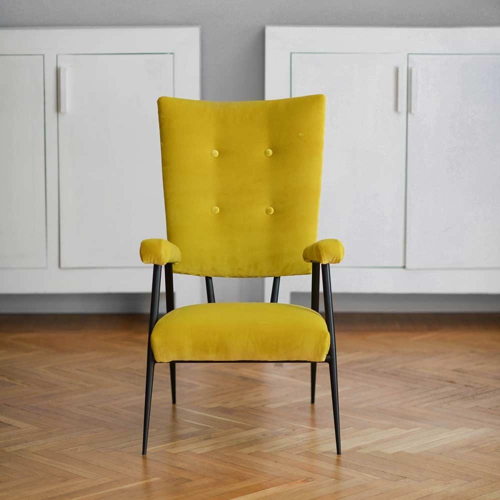 Milieu du XXe siècle Ensemble de fauteuils des années 50 doublés de tissu Dedar en vente