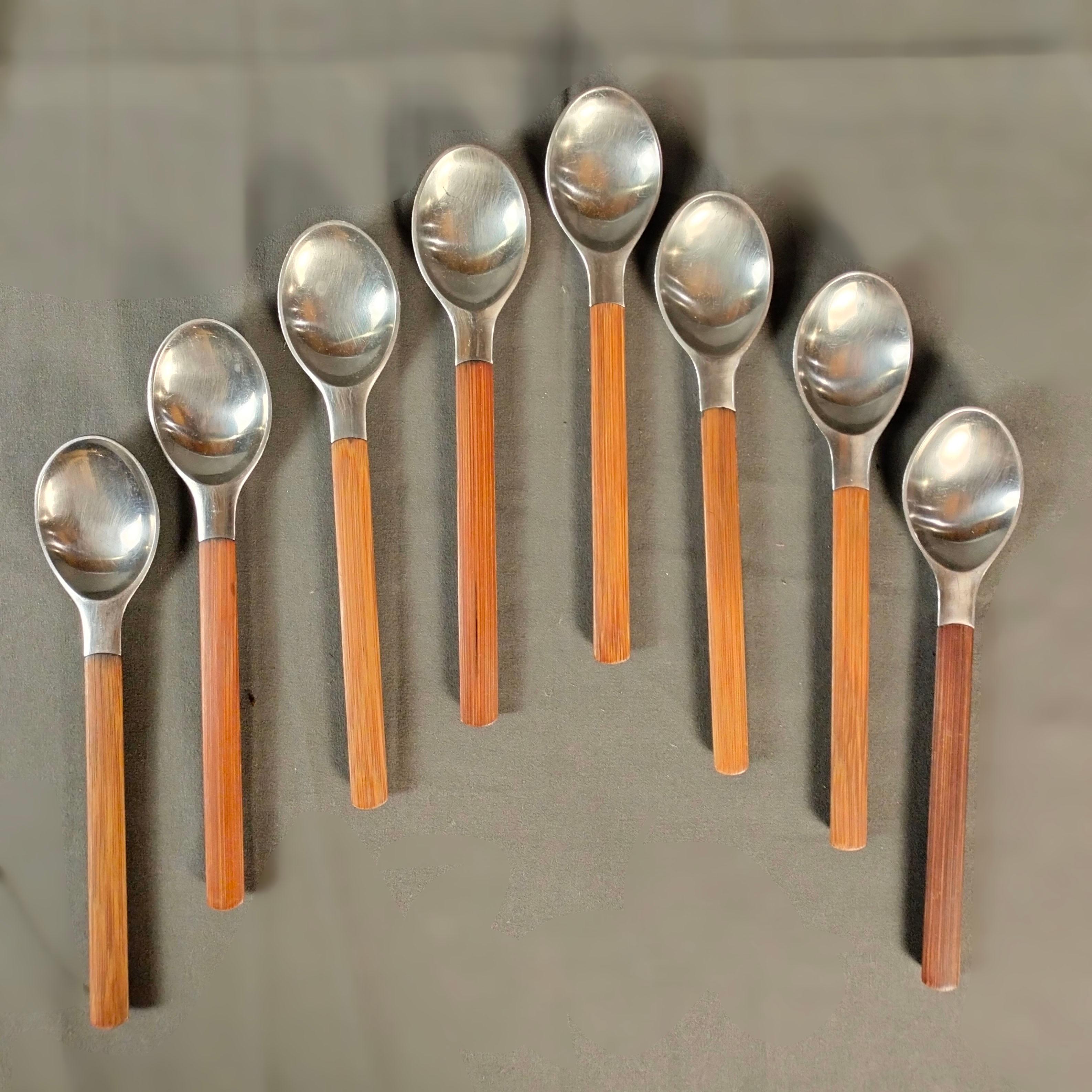 Juego de 53 cubiertos Toke de bambú y acero inoxidable para 8 en venta 4