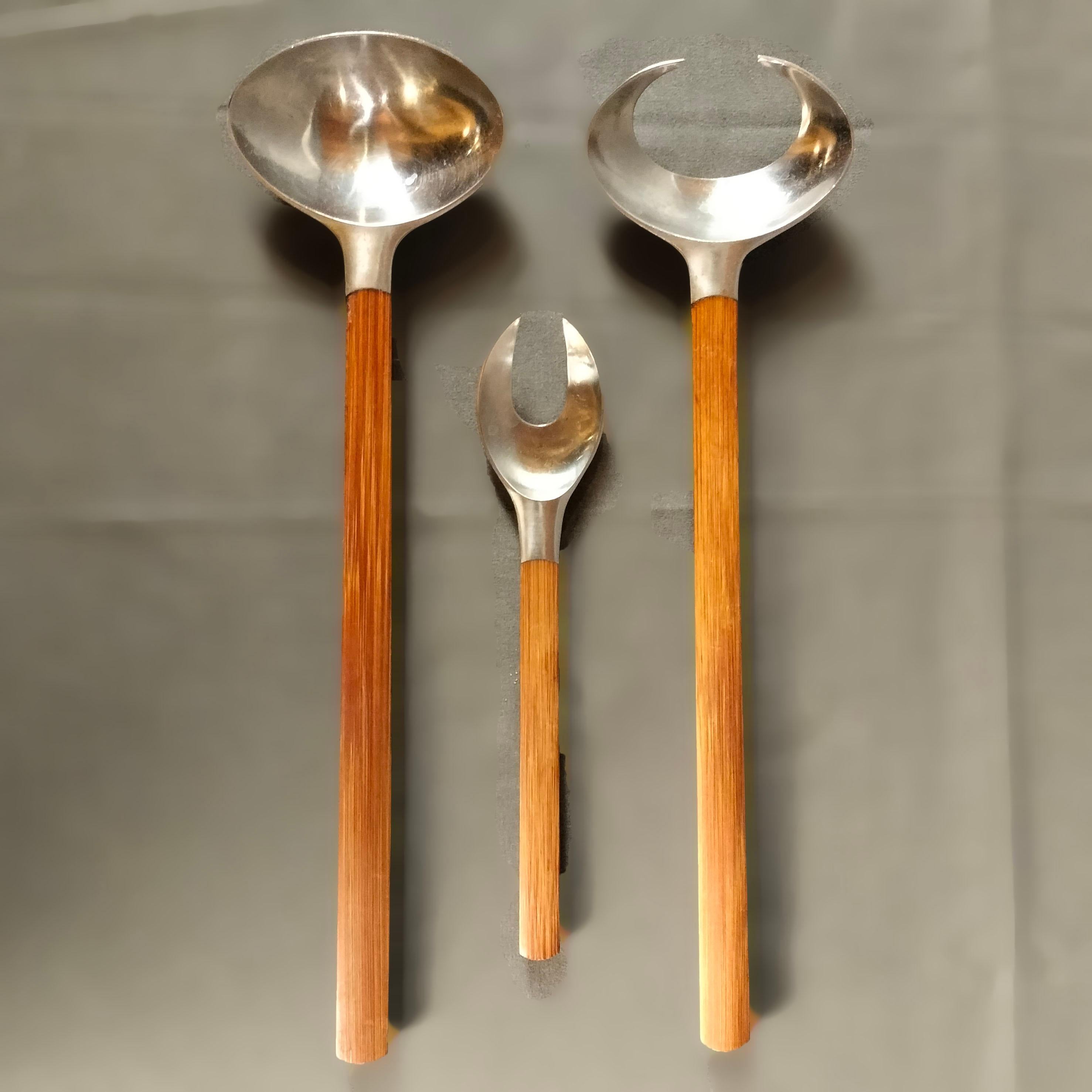 Juego de 53 cubiertos Toke de bambú y acero inoxidable para 8 en venta 6