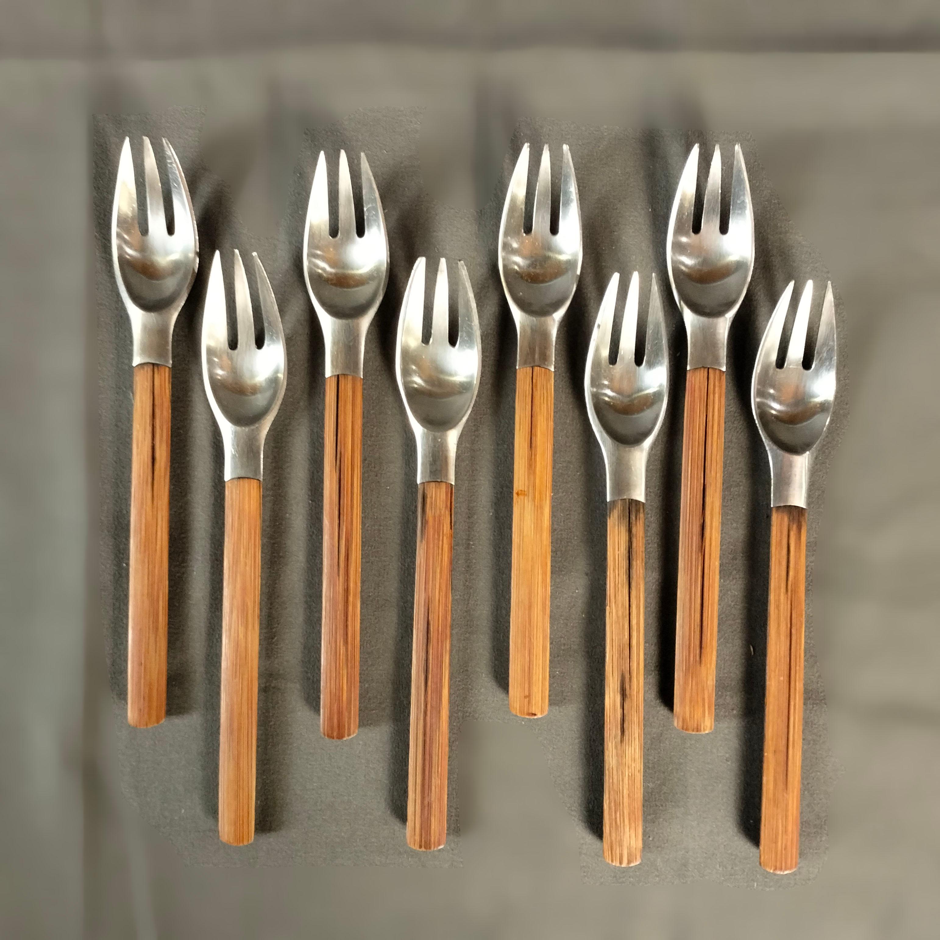 Juego de 53 cubiertos Toke de bambú y acero inoxidable para 8 en venta 7