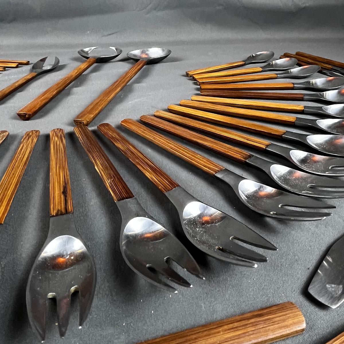 Juego de 53 cubiertos Toke de bambú y acero inoxidable para 8 Acero inoxidable en venta