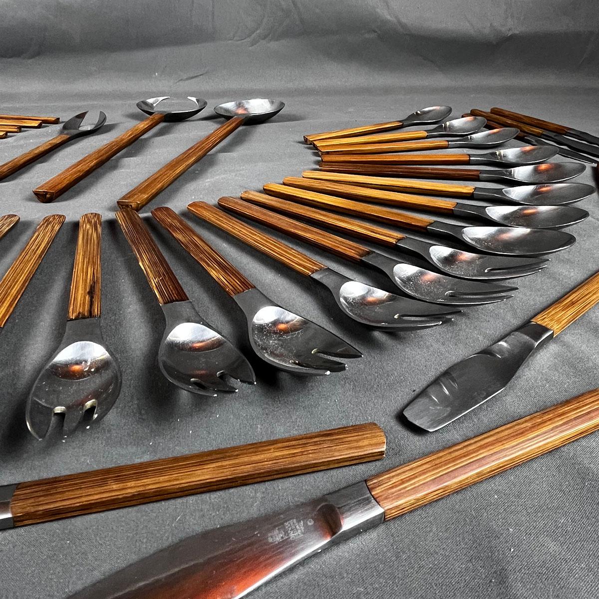 Juego de 53 cubiertos Toke de bambú y acero inoxidable para 8 en venta 1