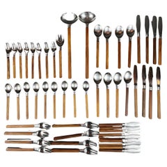 Set of 53 Bamboo And Stainless Steel Toke Cutlery For 8