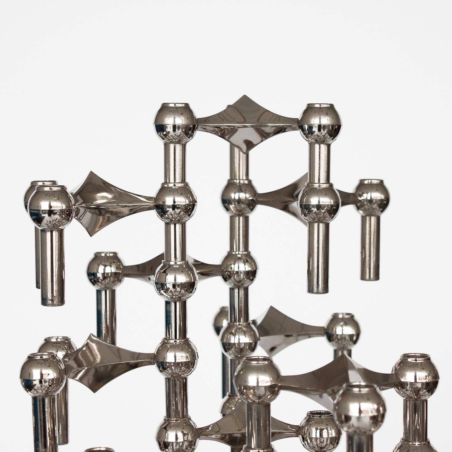 Mid-20th Century Set of 56 Piece Modular Candlestick Sculpture by Fritz Nagel and Caesar Stoffi