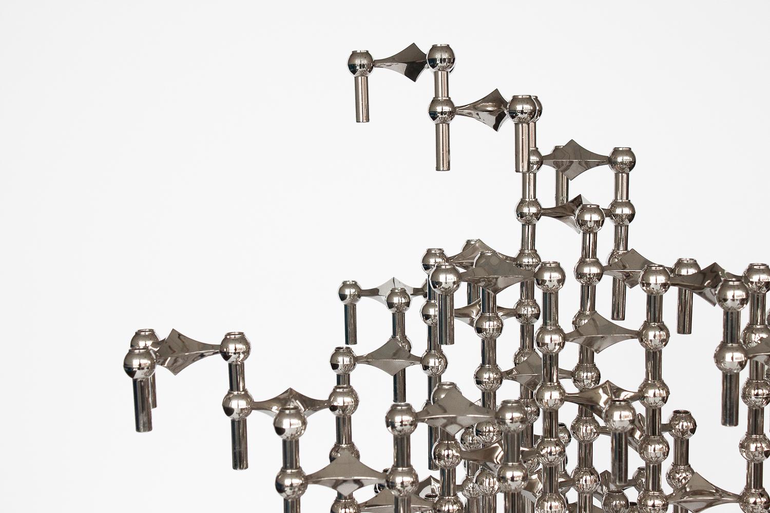 Metal Set of 56 Piece Modular Candlestick Sculpture by Fritz Nagel and Caesar Stoffi