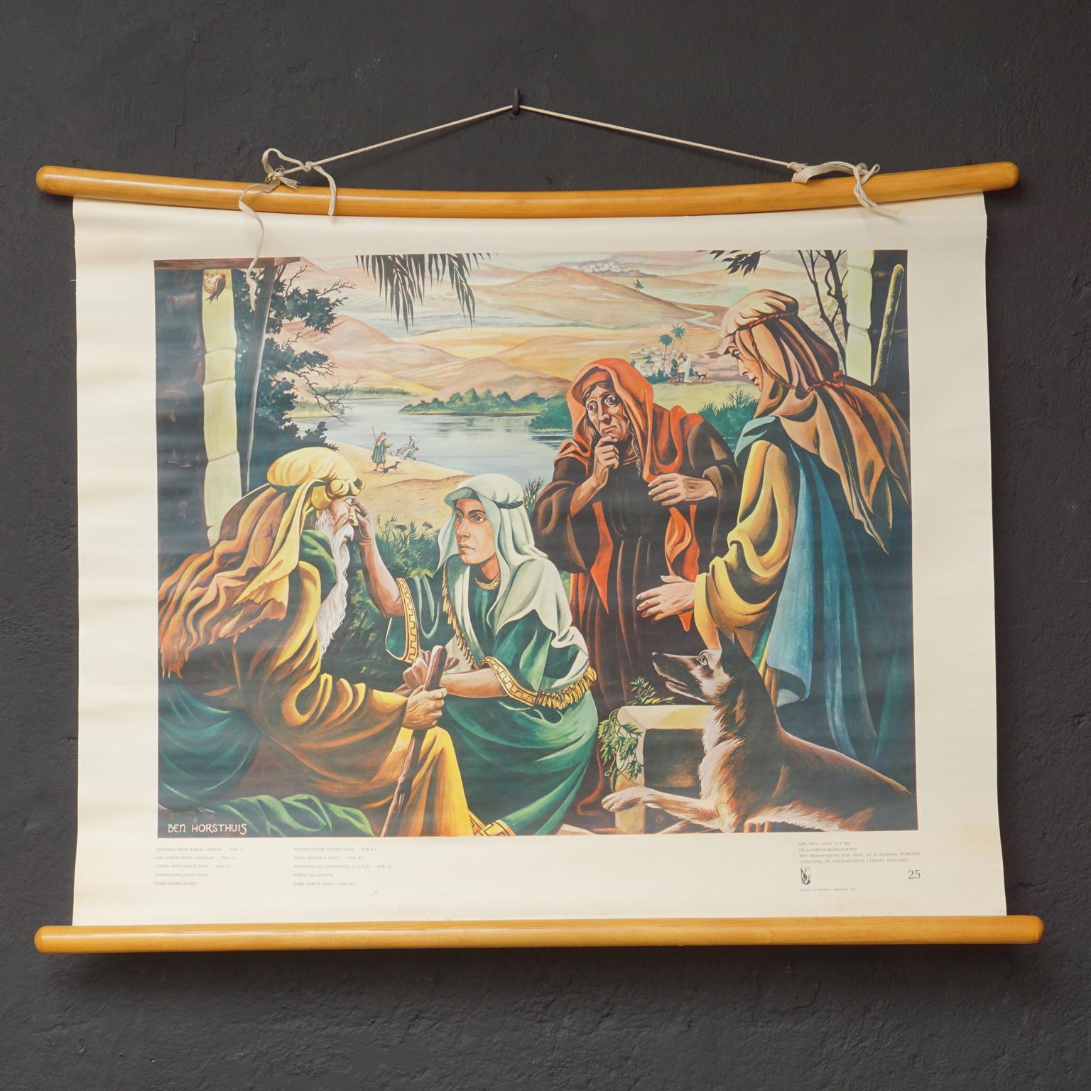 Ensemble de 57 affiches bibliques de l'école de dimanche Bellarminus dans des pouces de toile, 1950 en vente 2