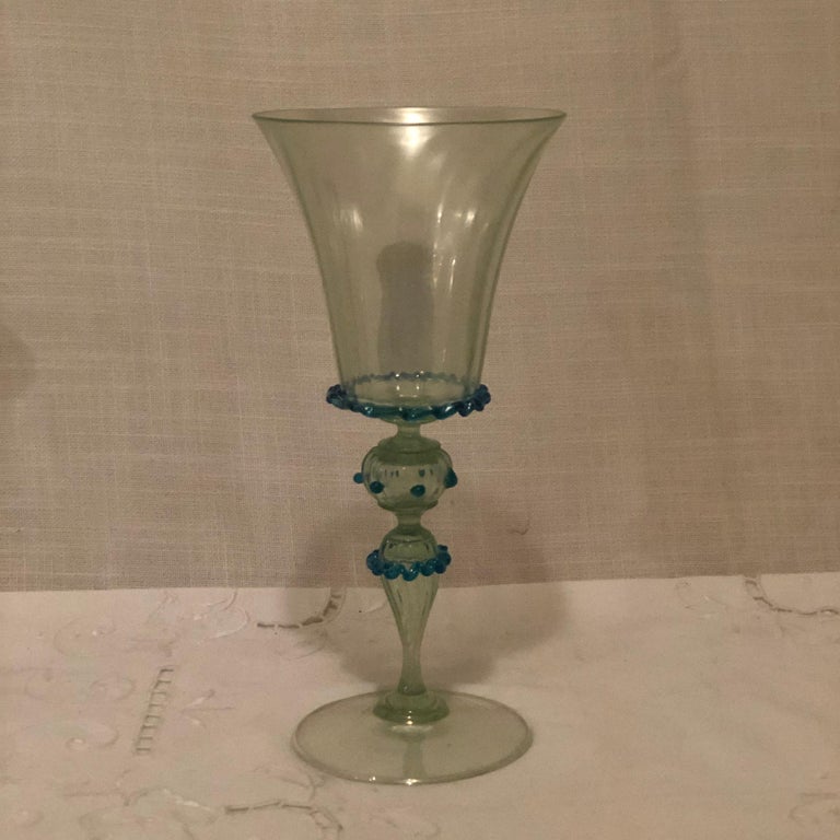 Hand-Crafted Set of 58 Pieces of Opalescent Salviati Venetian Stemware For Sale