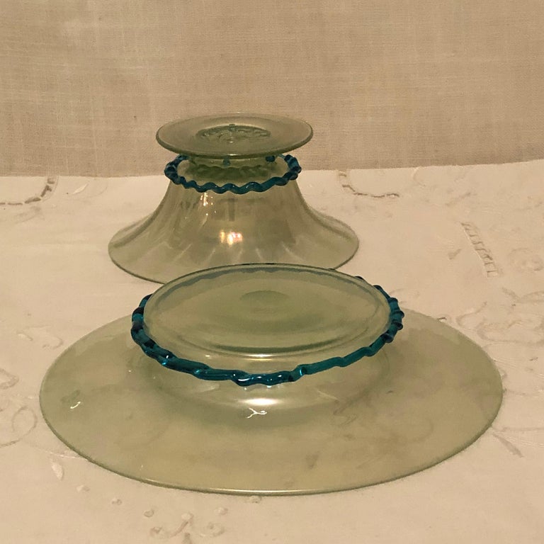 Glass Set of 58 Pieces of Opalescent Salviati Venetian Stemware For Sale