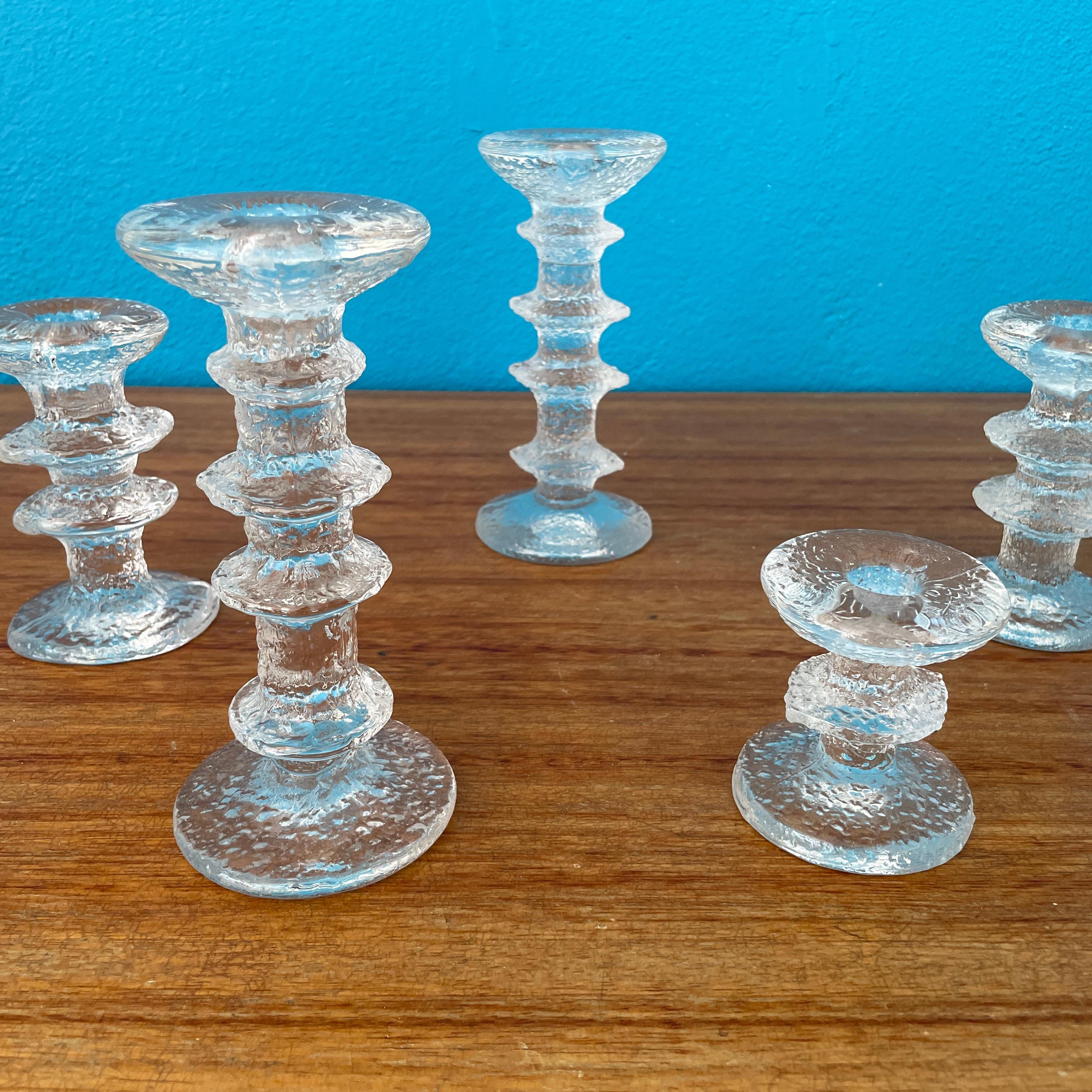 Set of 5pcs Festivo Candle Sticks by Timo Sarpaneva for Iittala Finland In Good Condition In Turku, FI