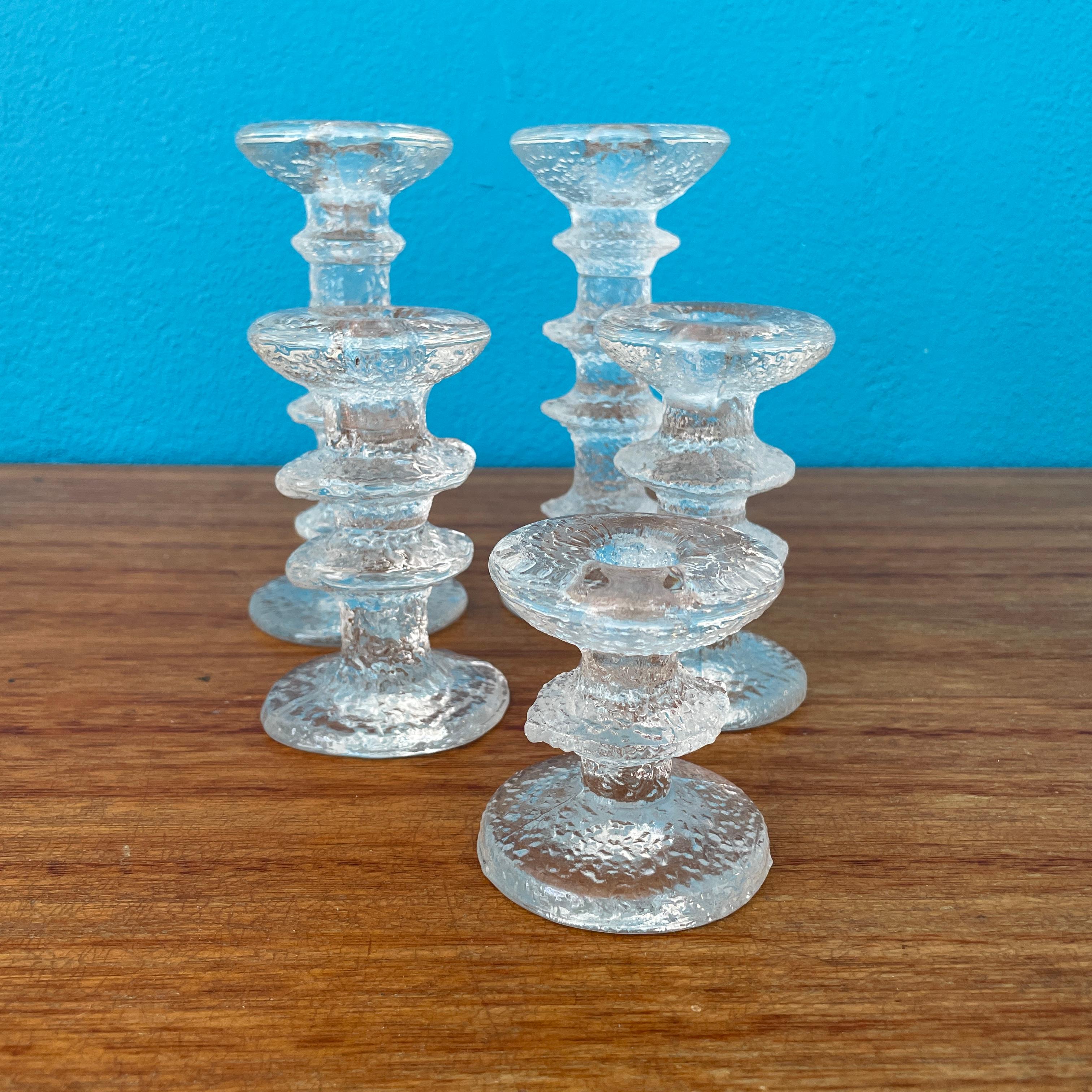 Art Glass Set of 5pcs Festivo Candle Sticks by Timo Sarpaneva for Iittala Finland
