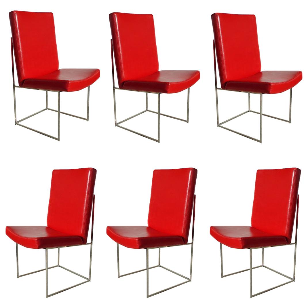 Set of 6 1187 Milo Baughman Thin Line Dining Chairs