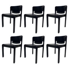 Vintage Set of 6 "122" Chairs by Vico Magistretti for Cassina, Italy, 1960s