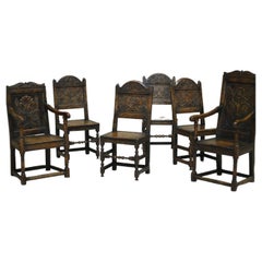 Set of 6 17th Century Style Oak Dining Chairs