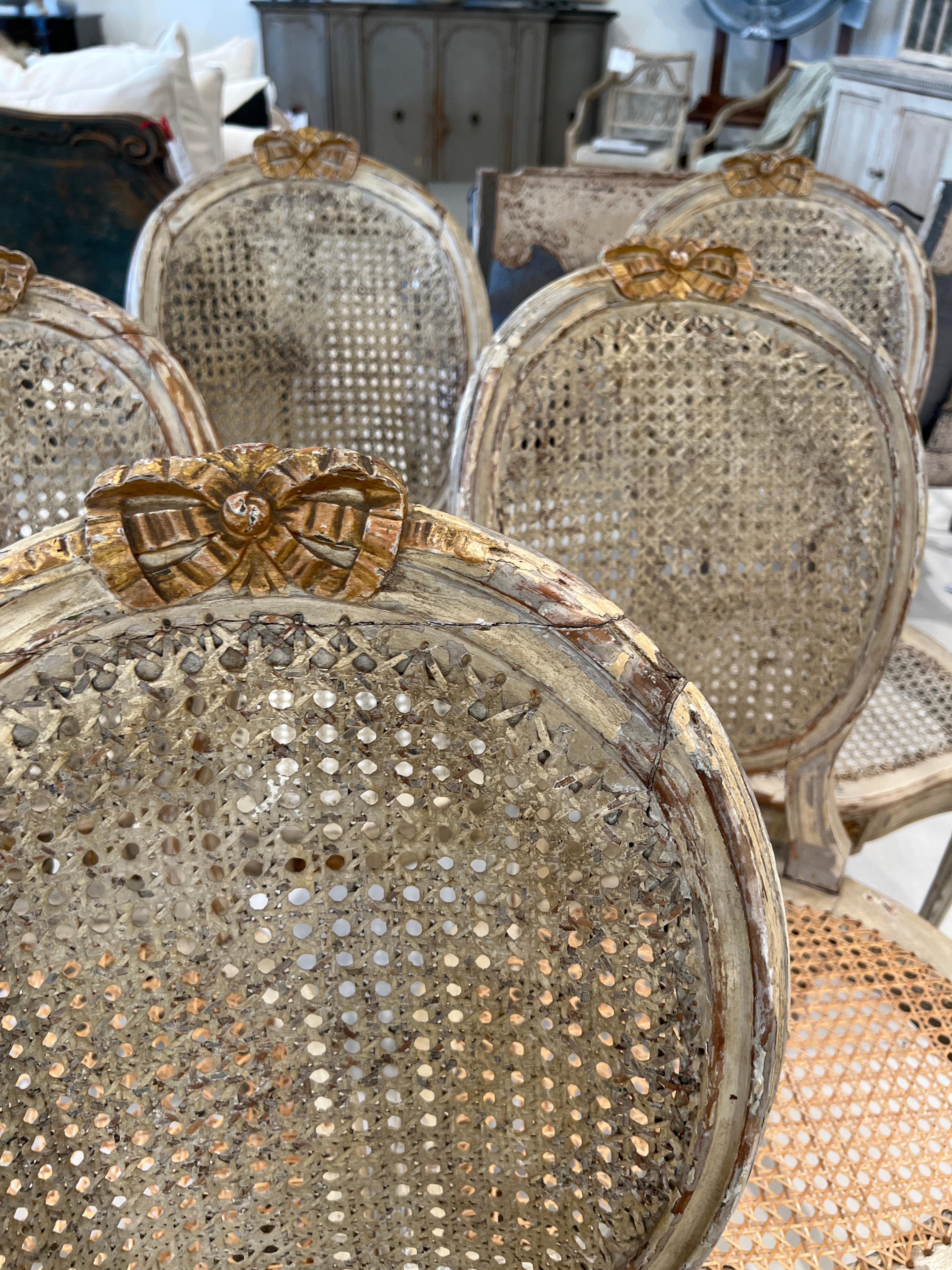 Set of 6 18th Century Louis XVI Caned Chairs In Fair Condition In New Orleans, LA