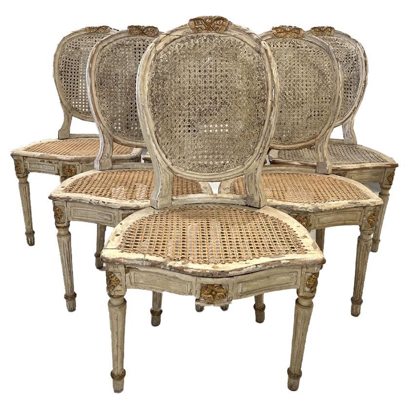 Set of 6 18th Century Louis XVI Caned Chairs