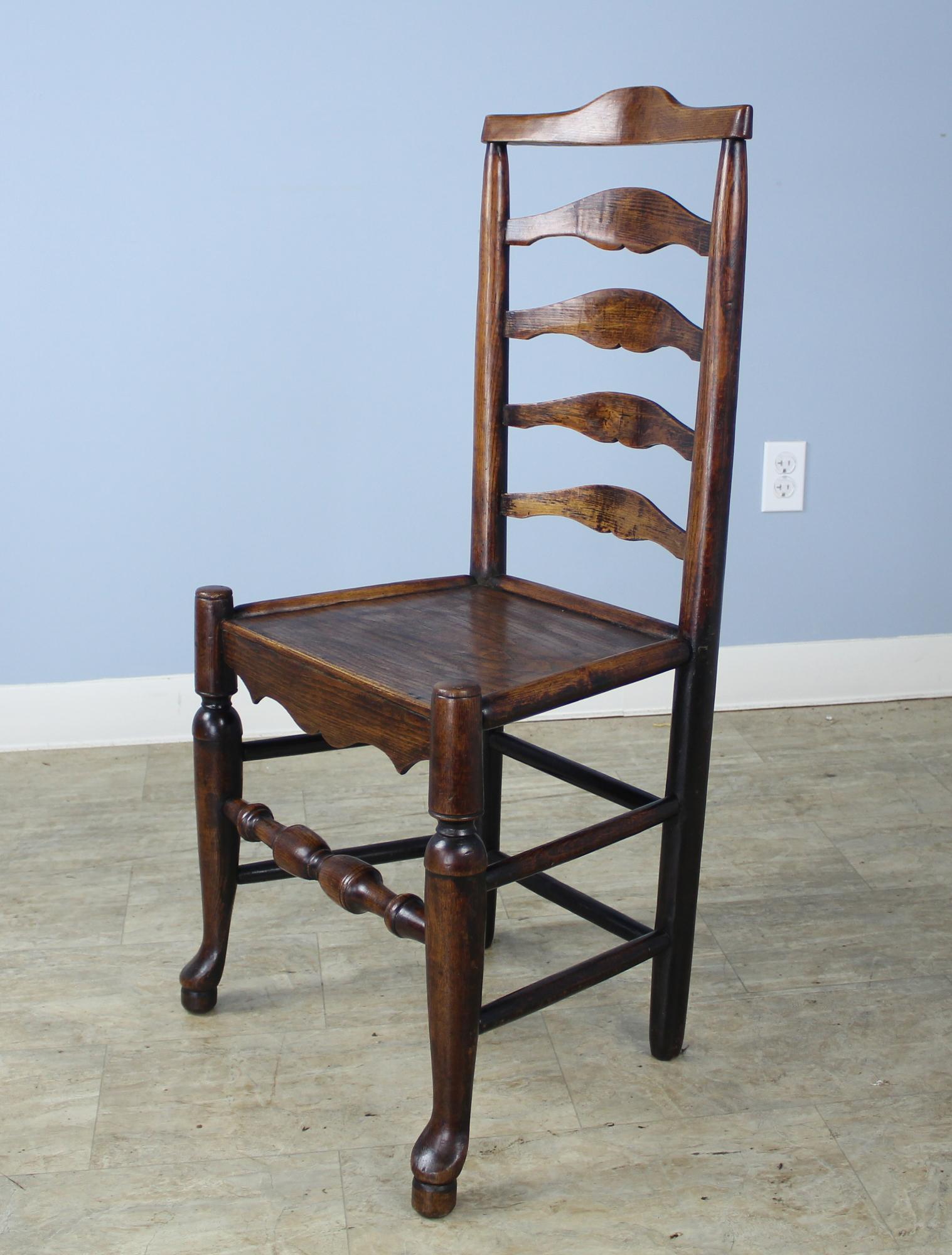 Set of 6 18th Century Oak and Ash Ladderback Dining Chairs 1