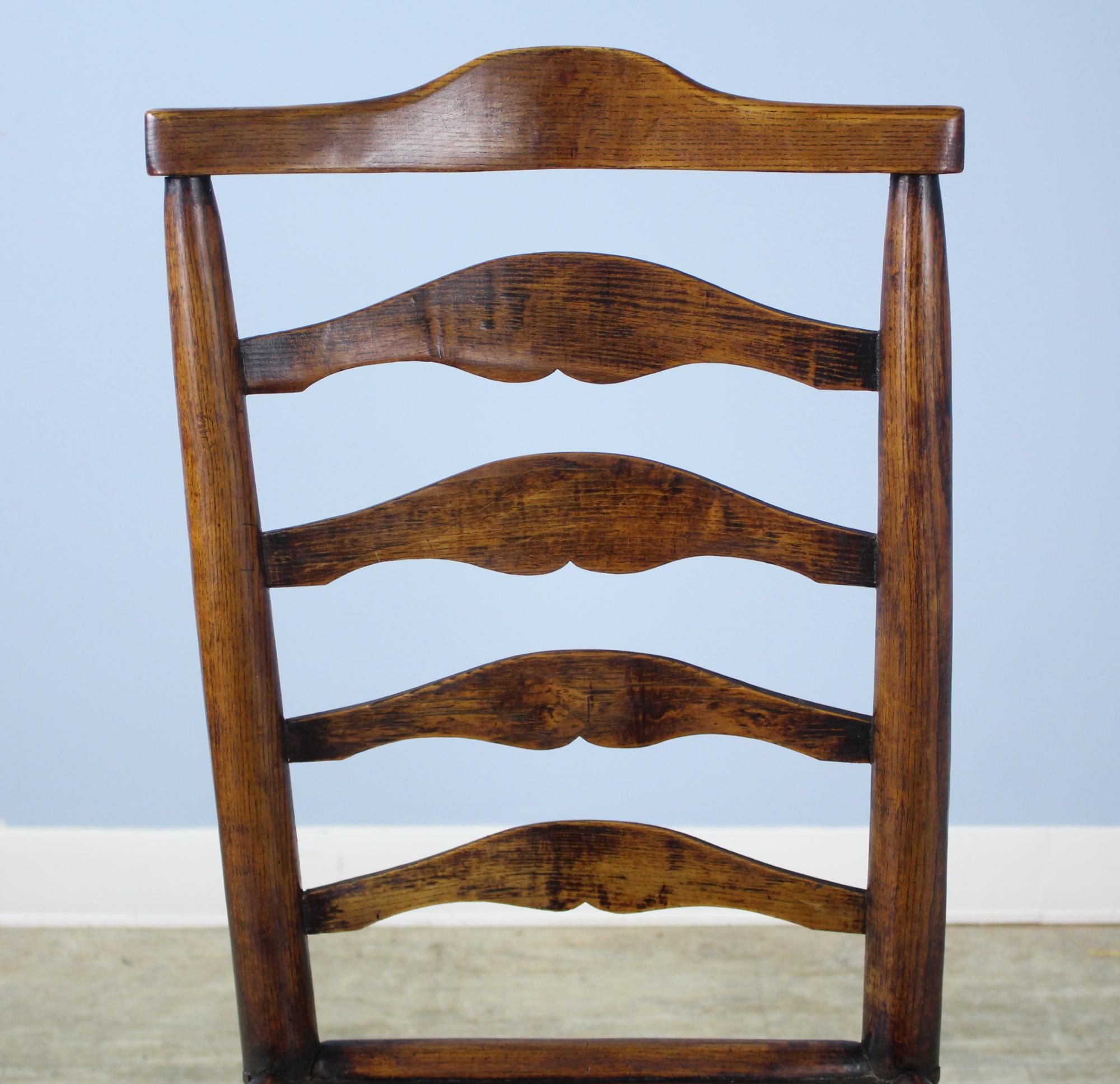 Set of 6 18th Century Oak and Ash Ladderback Dining Chairs 2