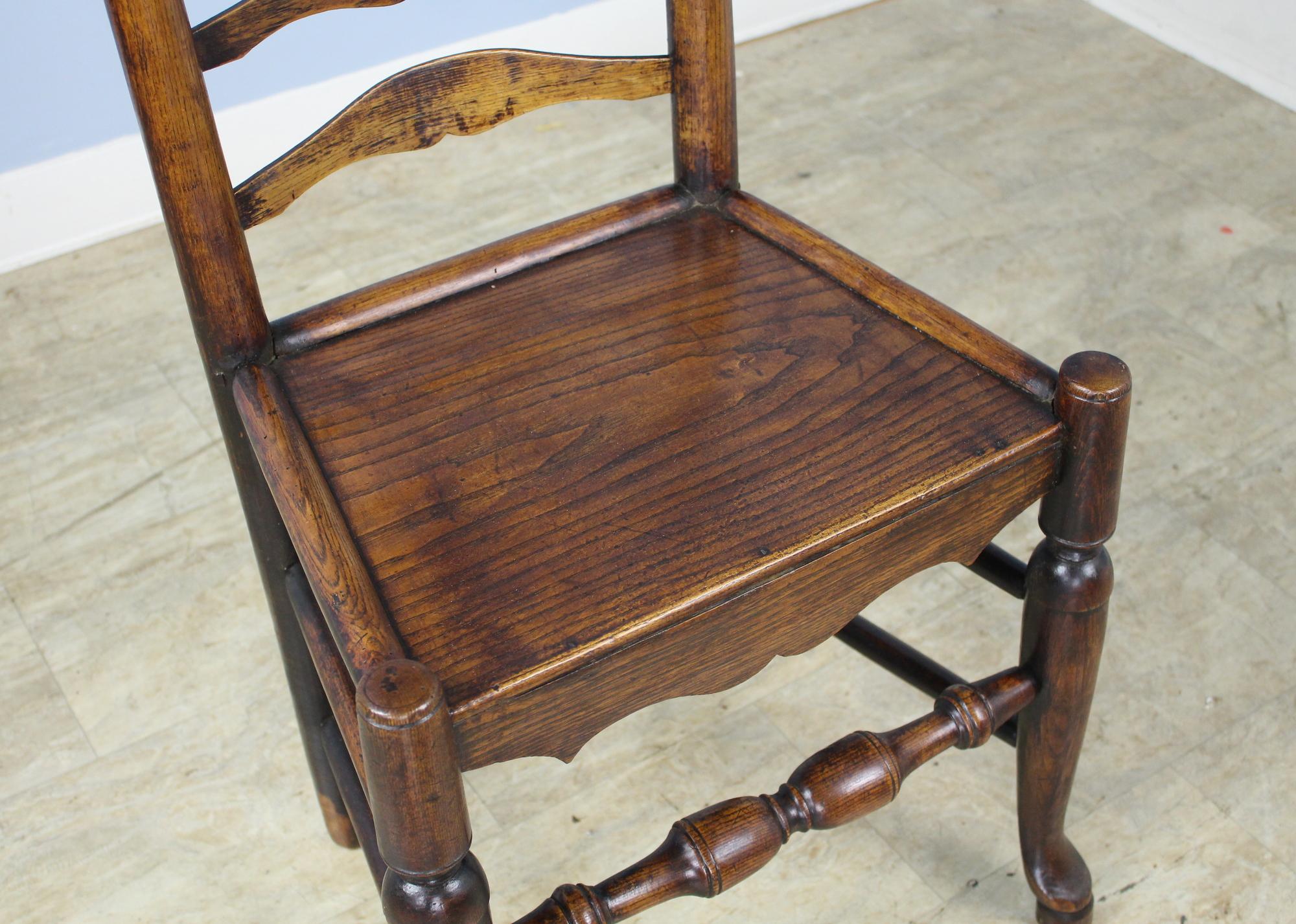 Set of 6 18th Century Oak and Ash Ladderback Dining Chairs 3