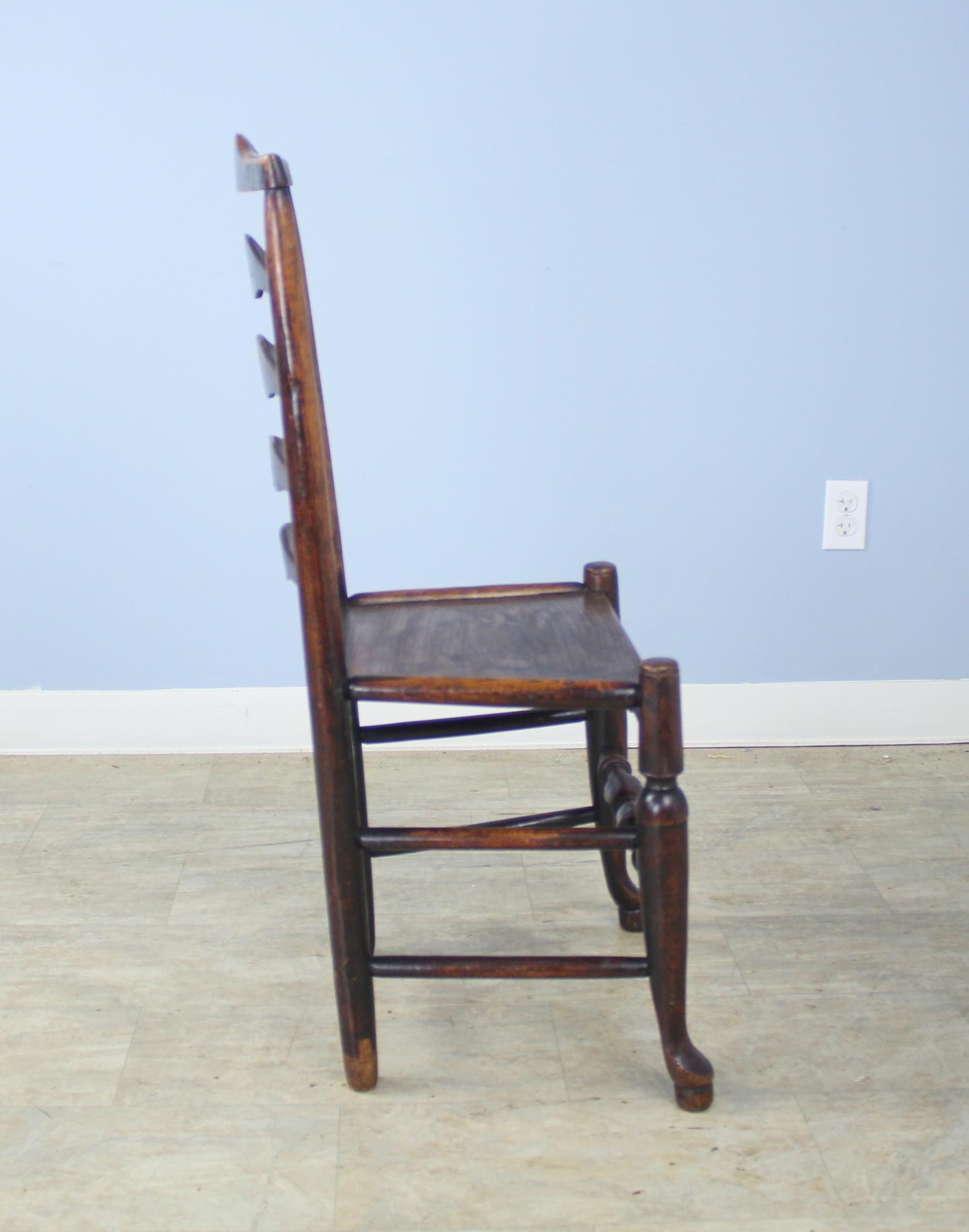 Set of 6 18th Century Oak and Ash Ladderback Dining Chairs 4