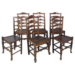 Set of 6 18th Century Oak and Ash Ladderback Dining Chairs