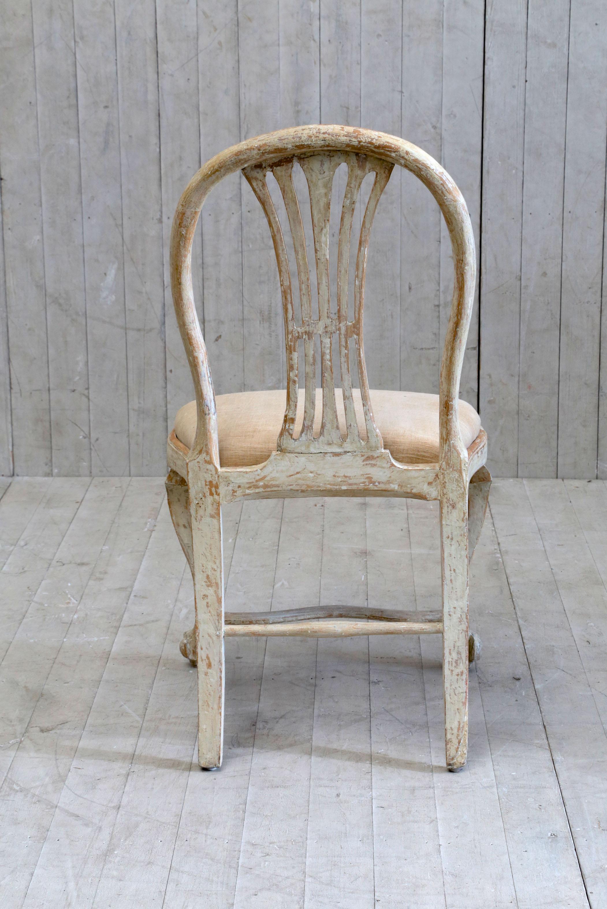 Set of 6 18th century Swedish dining chairs with original paintwork.