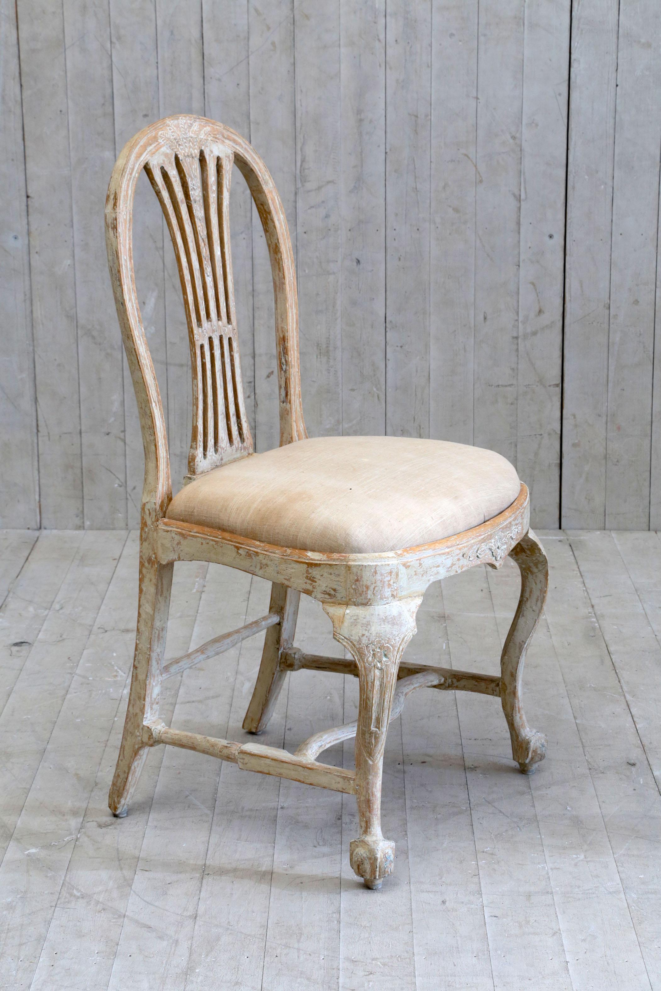 Gustavian Set of 6 18th Century Swedish Dining Chairs For Sale